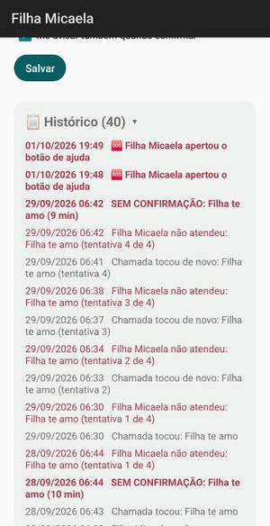 Histórico: tocou, atendeu, pediu ajuda